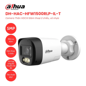 Camera Thân HDCVI Đàm thoại 2 chiều 5MP Dahua DH-HAC-HFW1500RLP-IL-T