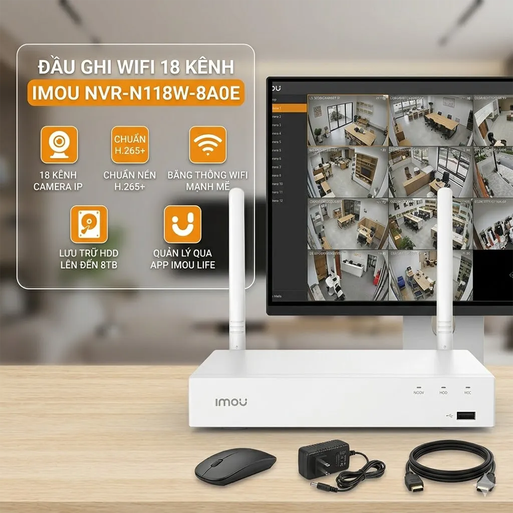 Đầu ghi Wifi 18 kênh IMOU NVR-N118W-8A0E - Ảnh 2